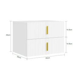 SoBuy Szafka nocna z 2 szufladami Biały 40x30x30 cm FBT177-E-W