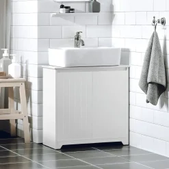 SoBuy Szafka pod umywalkę Biały 60x30x60cm Nowoczesny BZR108-W