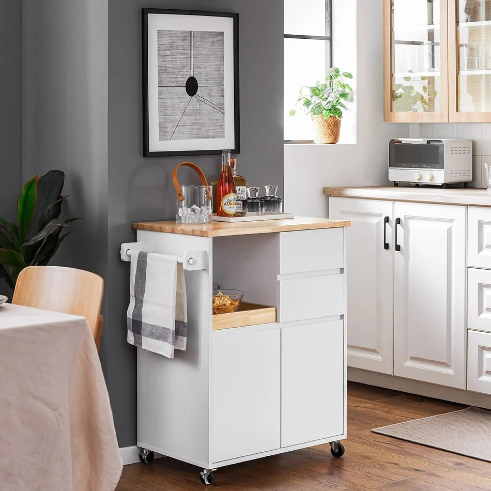 SoBuy Wózek kuchenny z 2 szufladami 72x42x84.5cm Nowoczesny FKW123-NW