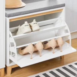SoBuy Ławka na buty z 1 drzwiczkami 60x34x55cm Nowoczesny FSR191-NW