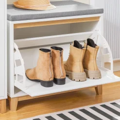 SoBuy Ławka na buty z 1 drzwiczkami 60x34x55cm Nowoczesny FSR191-NW
