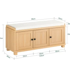 SoBuy Ławka na buty z 3 drzwiczkami 104x35x47cm Nowoczesny FSR188-N