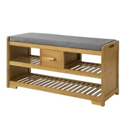 SoBuy Ławka na buty z 1 szufladą 91x34x45cm Rustykalny FSR75-N