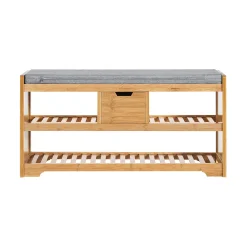 SoBuy Ławka na buty z 1 szufladą 91x34x45cm Rustykalny FSR75-N