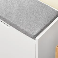 SoBuy Ławka z pojemnikiem na buty z 2 drzwiami Biały 105x24x52cm FSR151-L-W