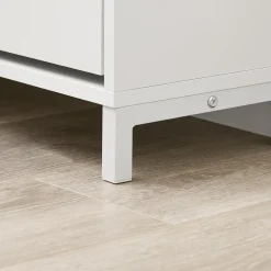 SoBuy Ławka z pojemnikiem na buty z 2 drzwiami Biały 105x24x52cm FSR151-L-W