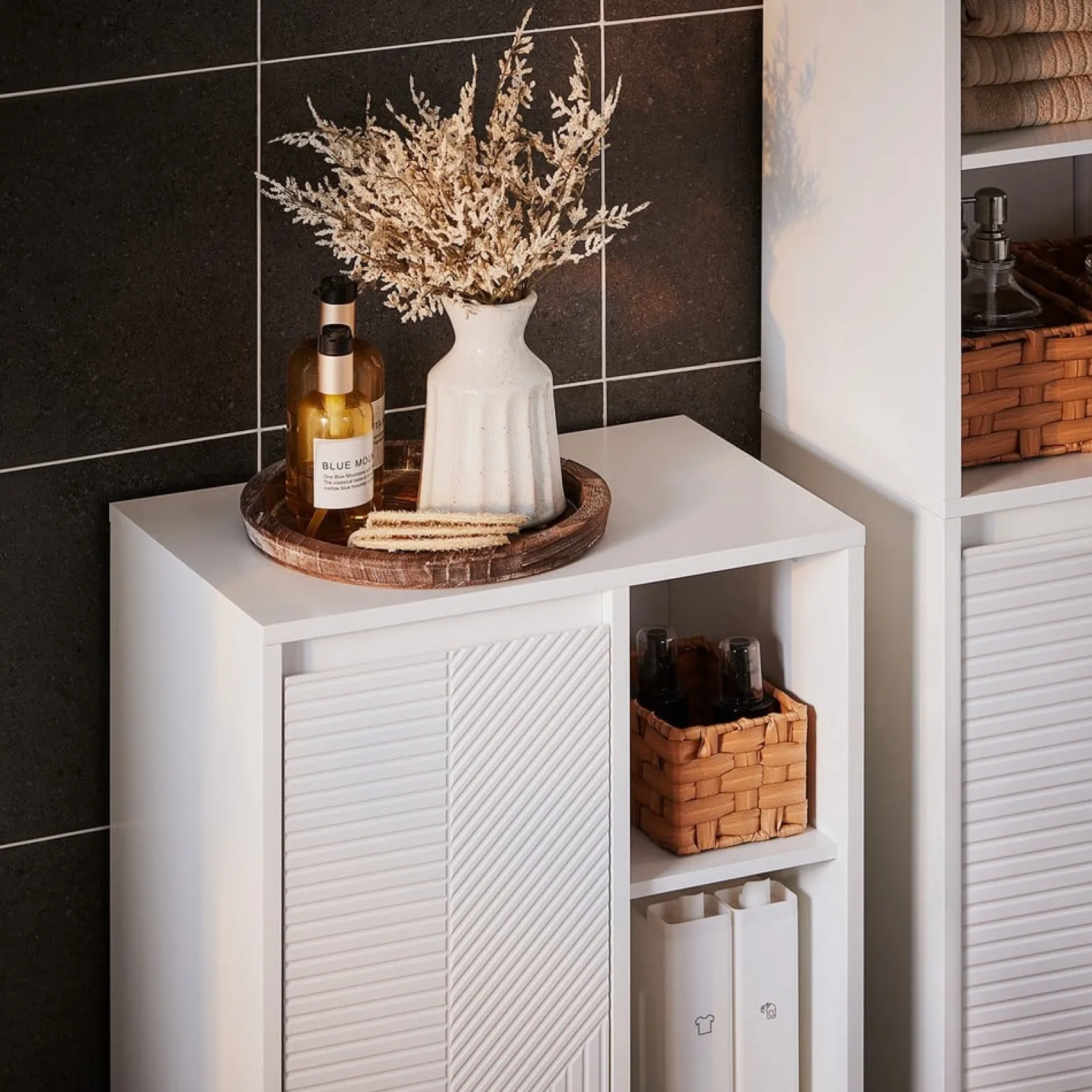 SoBuy Komoda na bieliznę z 1 drzwiami Biały 30x50x86cm Klasyczny BZR156-W