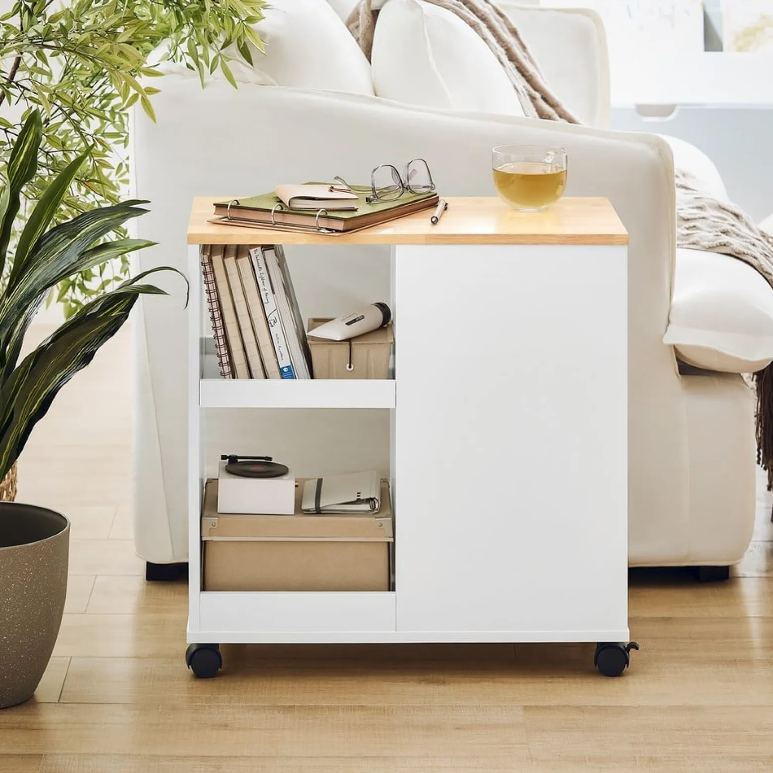 SoBuy Kontener biurowy z jedną szufladą 60x30x60cm Nowoczesny FBT130-NW