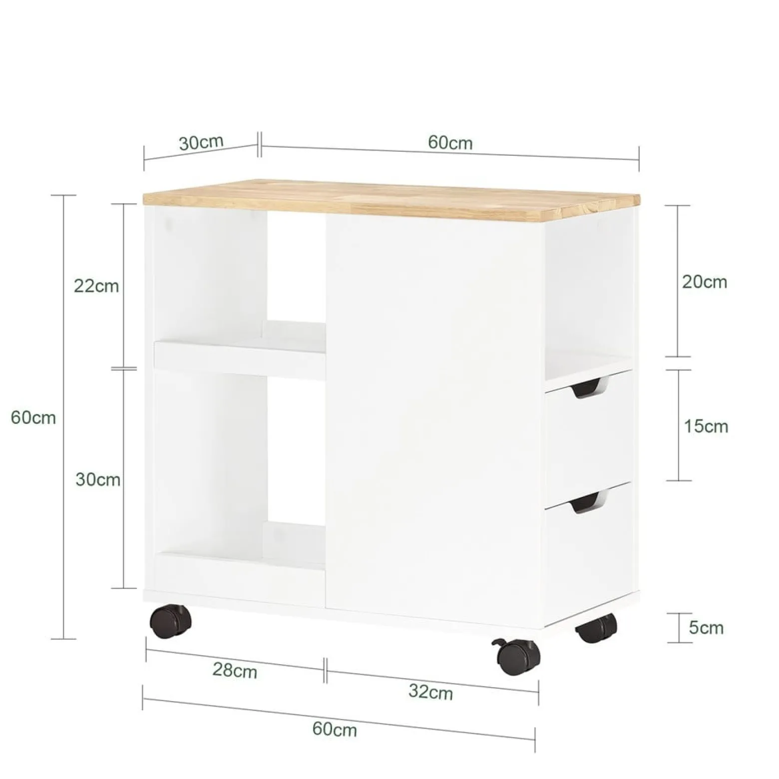 SoBuy Kontener biurowy z jedną szufladą 60x30x60cm Nowoczesny FBT130-NW