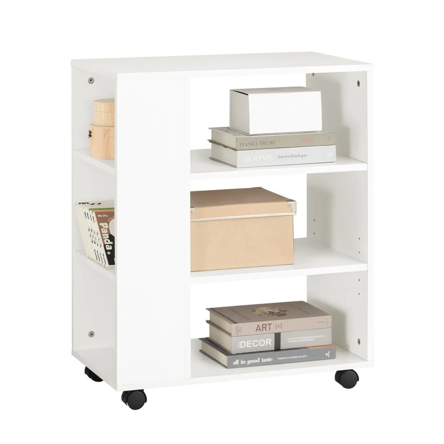 SoBuy Kontener biurowy z 4 półkami Biały 60x35x75cm Nowoczesny FBT68-W