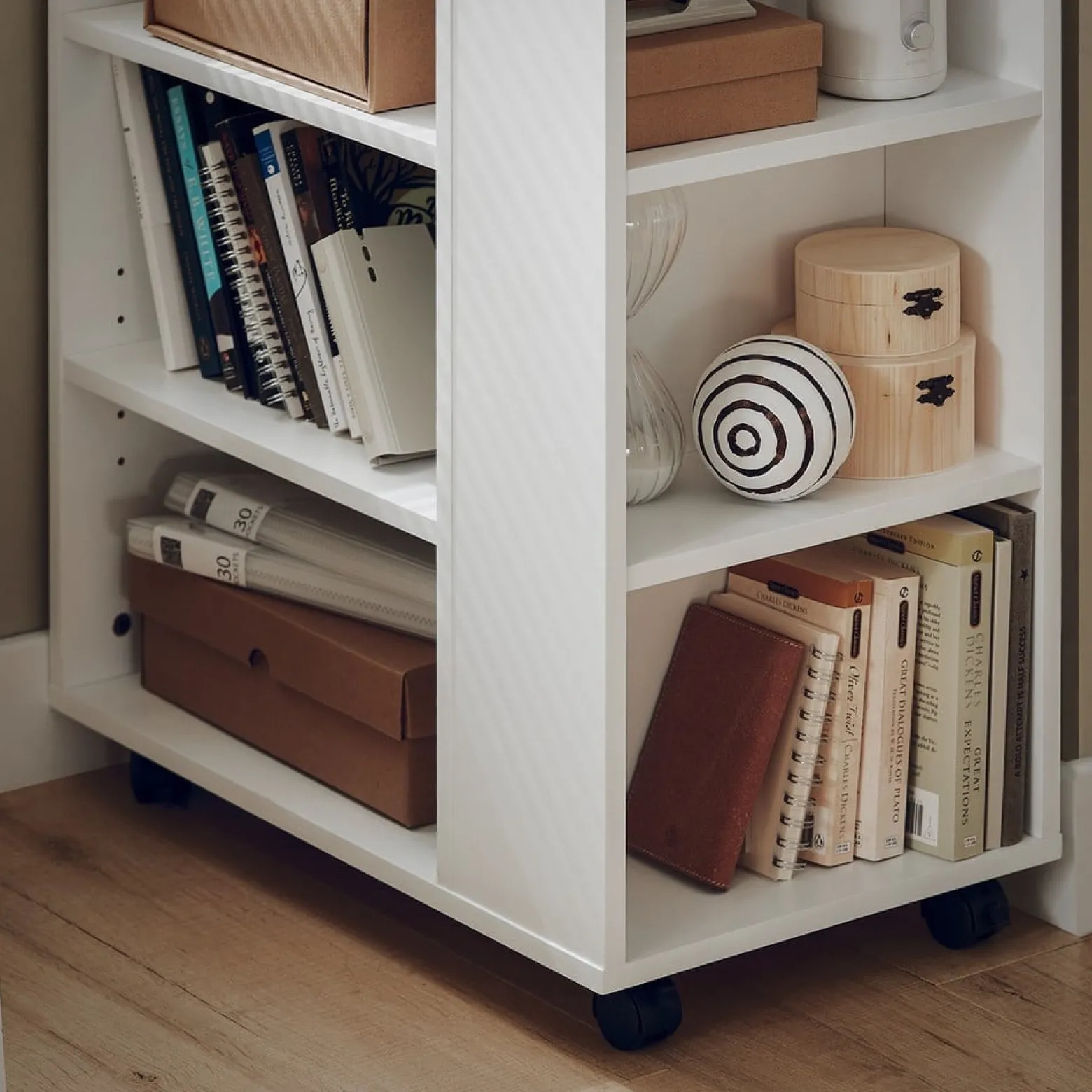 SoBuy Kontener biurowy z 4 półkami Biały 60x35x75cm Nowoczesny FBT68-W