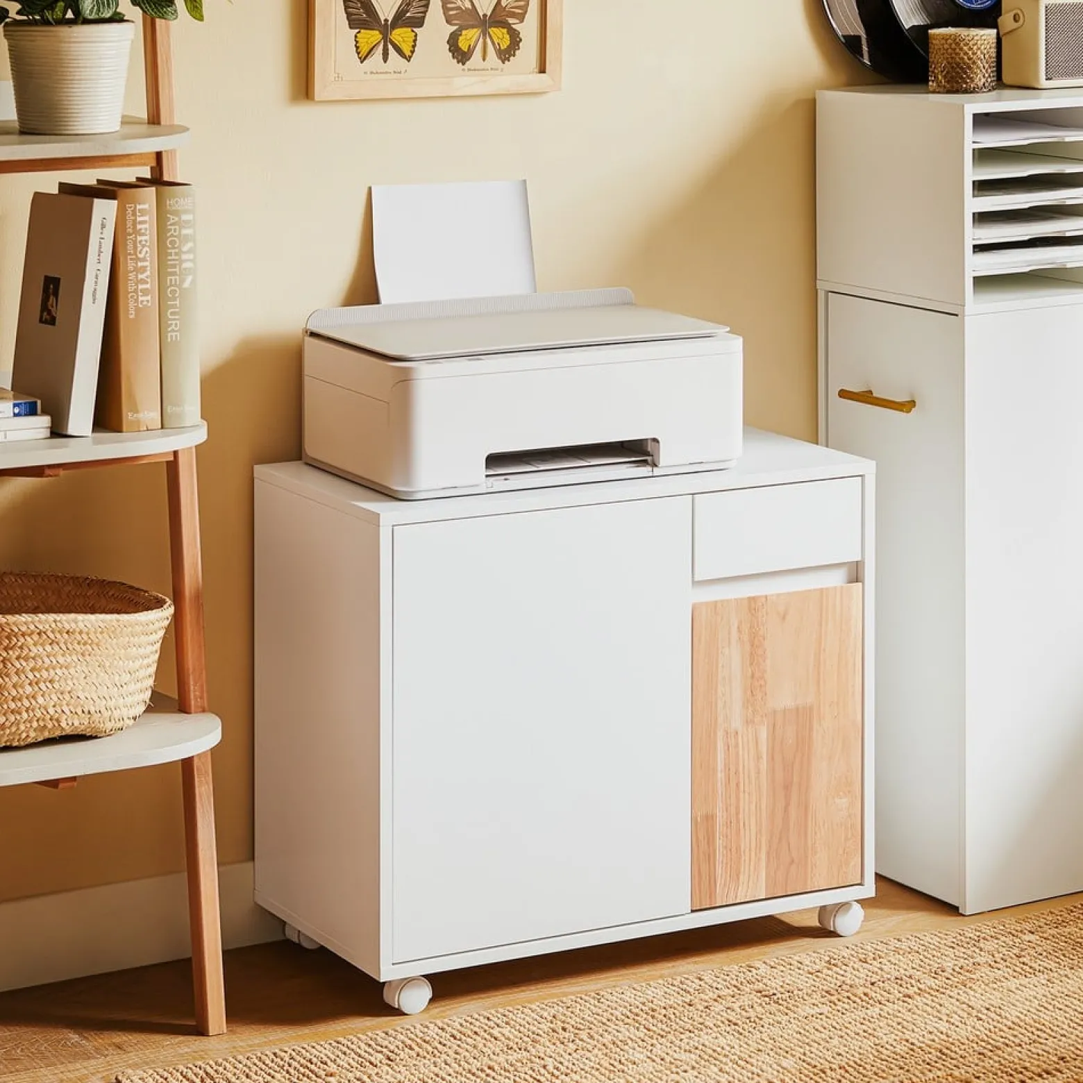 SoBuy Kontener biurowy z 1 szufladą 65x35x58cm Nowoczesny ASK04-NW