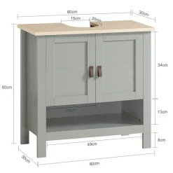 SoBuy Meble łazienkowe z 2 drzwiami Jasnoszary 60x30x60cm BZR69-HG