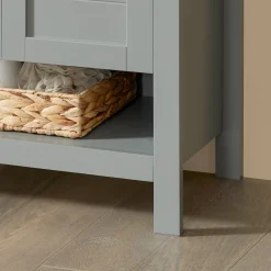 SoBuy Meble łazienkowe z 2 drzwiami Jasnoszary 60x30x60cm BZR69-HG