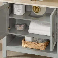 SoBuy Meble łazienkowe z 2 drzwiami Jasnoszary 60x30x60cm BZR69-HG