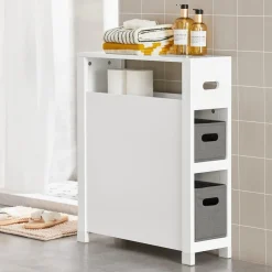 SoBuy Niska szafka łazienkowa z dwiema szufladami Biały 60x20x70cm BZR83-W