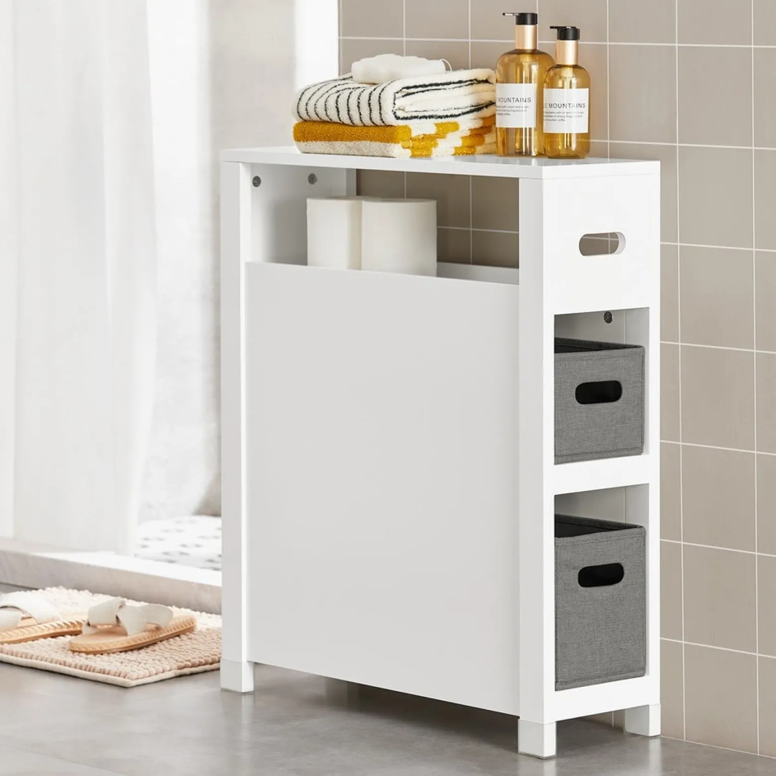 SoBuy Niska szafka łazienkowa z dwiema szufladami Biały 60x20x70cm BZR83-W