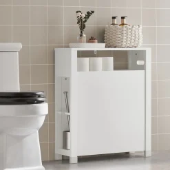 SoBuy Niska szafka łazienkowa z dwiema szufladami Biały 60x20x70cm BZR83-W