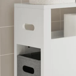 SoBuy Niska szafka łazienkowa z dwiema szufladami Biały 60x20x70cm BZR83-W