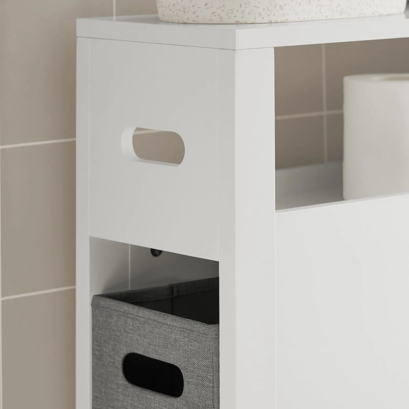 SoBuy Niska szafka łazienkowa z dwiema szufladami Biały 60x20x70cm BZR83-W