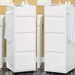 SoBuy Niska szafka łazienkowa z trzema szufladami Biały 33x30x90cm BZR29-W