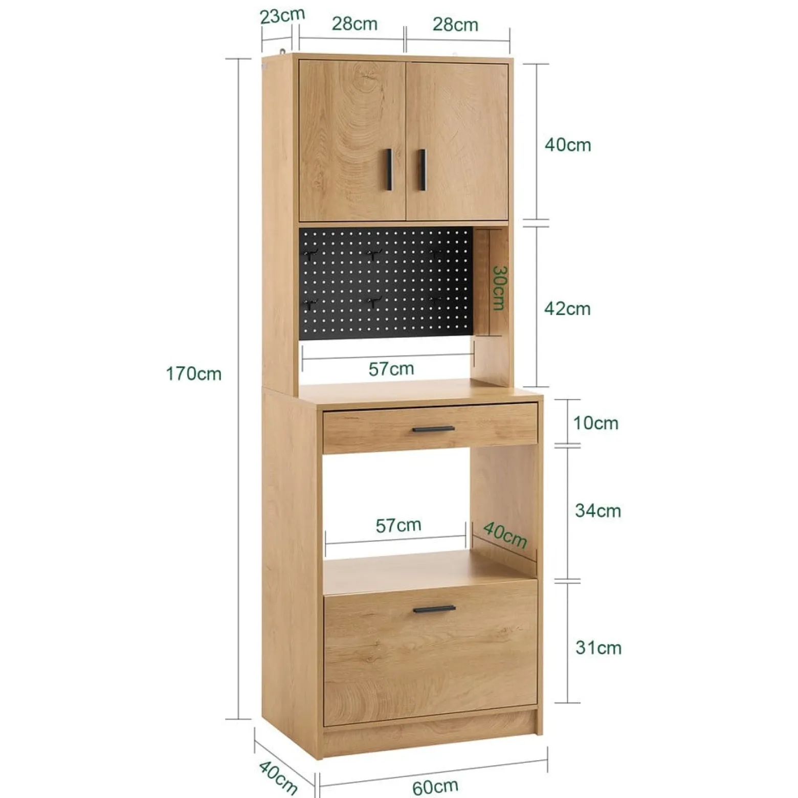 SoBuy Niski kredens z dwiema szufladami 60x40x170cm Nowoczesny FSB98-N