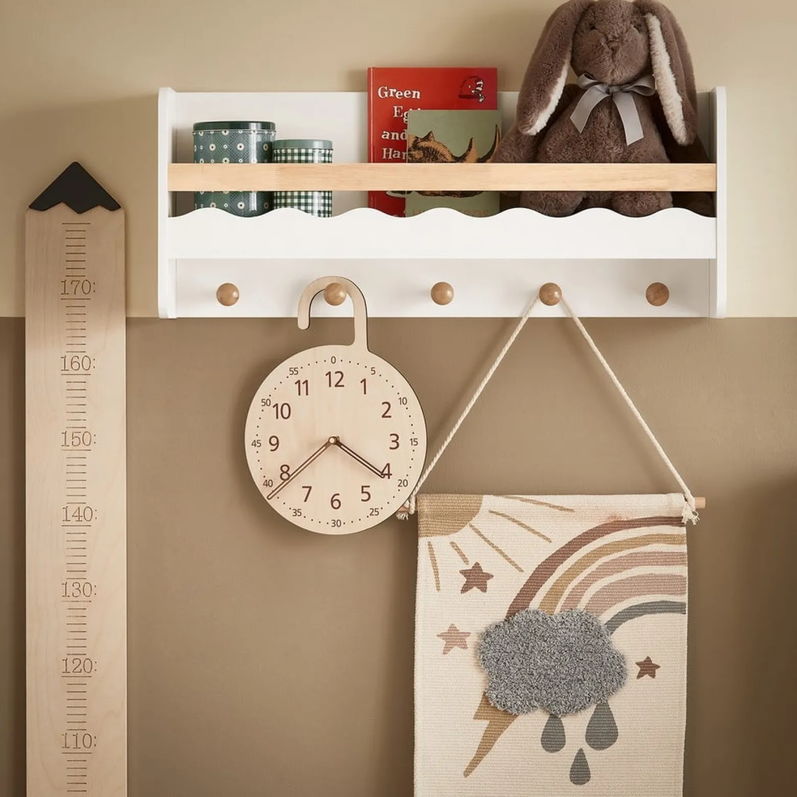 SoBuy Regał dziecięcy z jedną półką Biały 73x15x30cm Nowoczesny KMB78-W