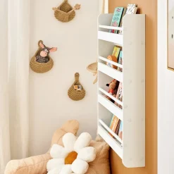 SoBuy Regał dziecięcy z 4 półkami Biały 60x12x80cm Nowoczesny KMB08-K-W