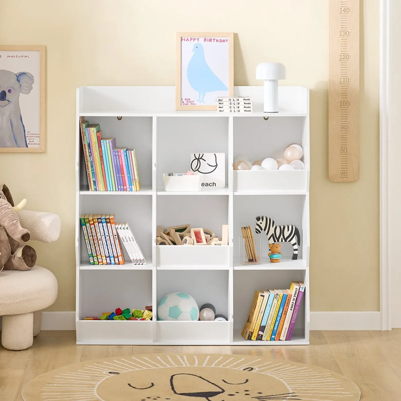 SoBuy Regał dziecięcy z 9 półkami Biały 118x42x105cm Nowoczesny KMB120-W