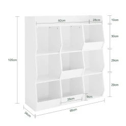 SoBuy Regał dziecięcy z 9 półkami Biały 118x42x105cm Nowoczesny KMB120-W