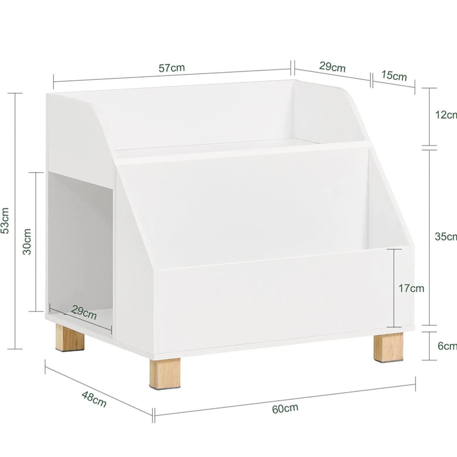 SoBuy Regał dziecięcy z 3 półkami Biały 60x48x53cm Nowoczesny KMB54-W