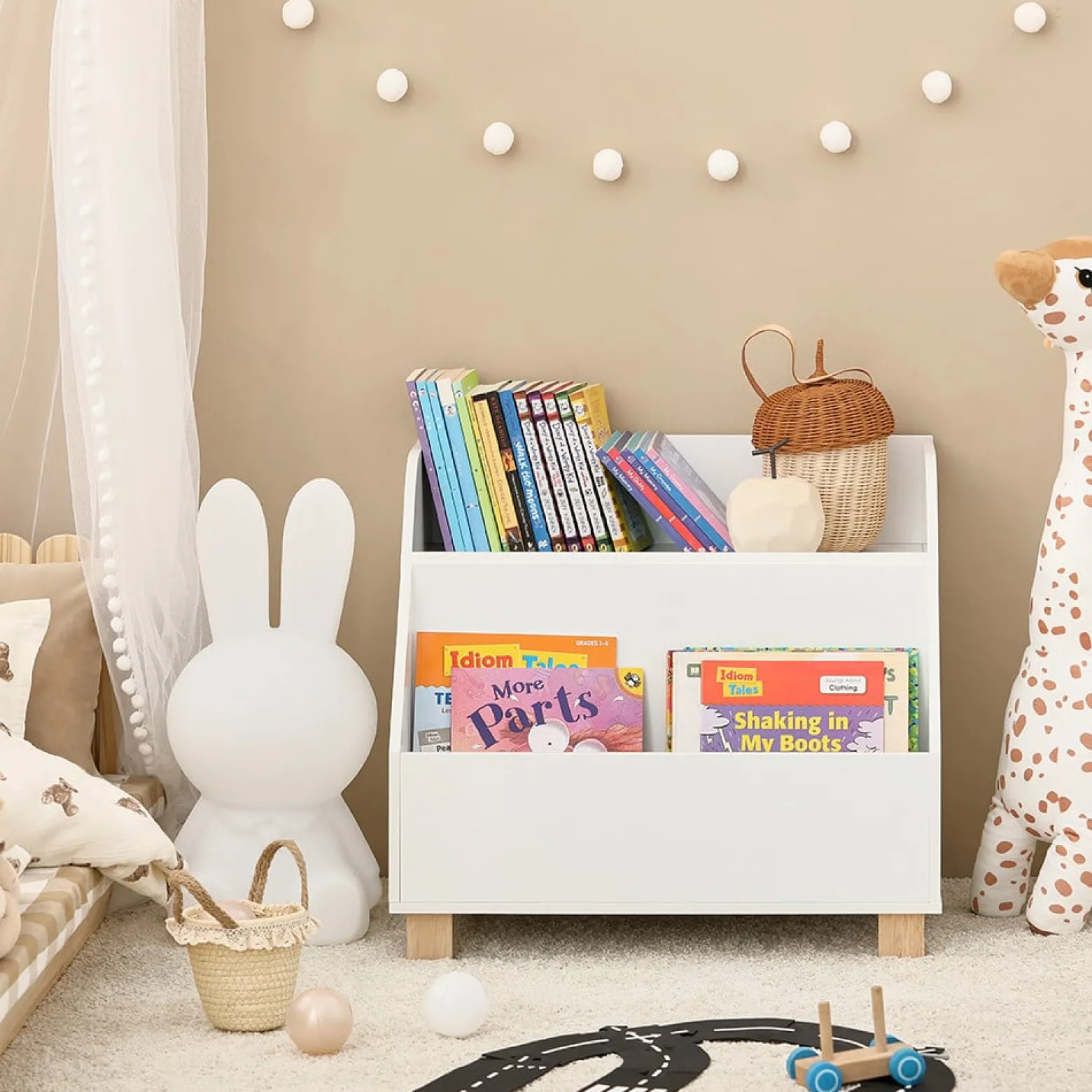 SoBuy Regał dziecięcy z 3 półkami Biały 60x48x53cm Nowoczesny KMB54-W