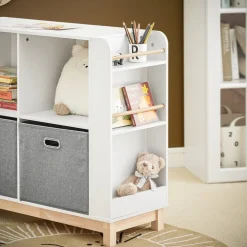 SoBuy Regał dziecięcy z 2 szufladami Biały 100x35x80cm Nowoczesny KMB85-W