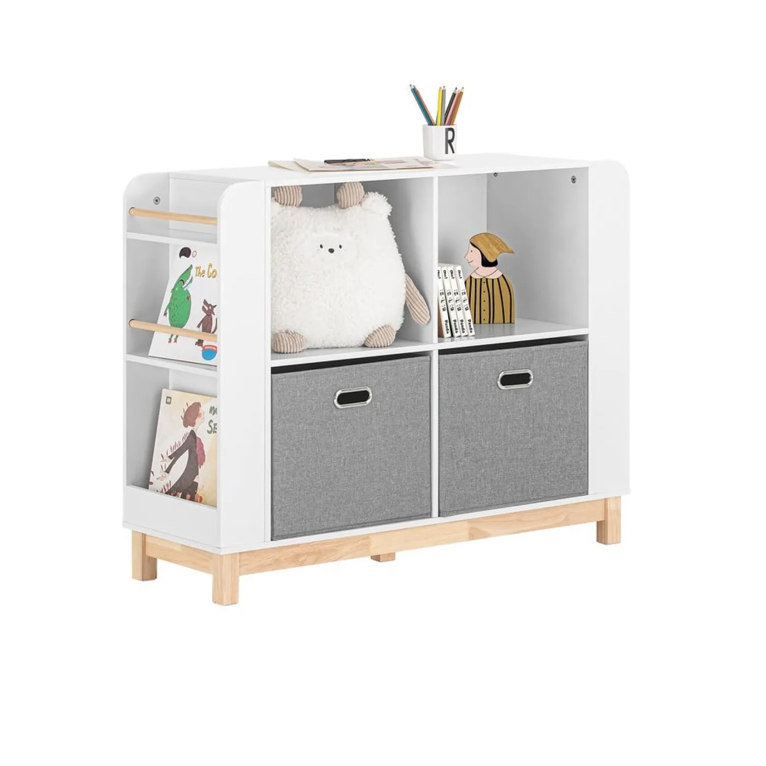 SoBuy Regał dziecięcy z 2 szufladami Biały 100x35x80cm Nowoczesny KMB85-W