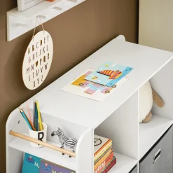SoBuy Regał dziecięcy z 2 szufladami Biały 100x35x80cm Nowoczesny KMB85-W
