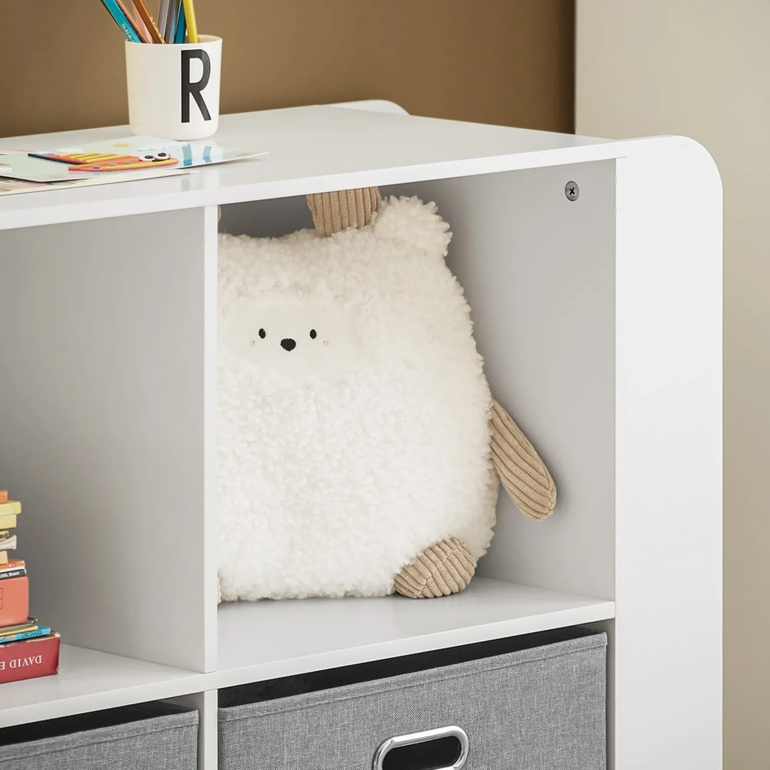 SoBuy Regał dziecięcy z 2 szufladami Biały 100x35x80cm Nowoczesny KMB85-W