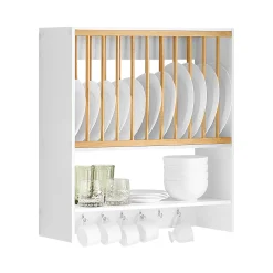 SoBuy Stojak na talerze z 7 półkami Biały 64x24x71cm Funkcjonalny KCR09-W