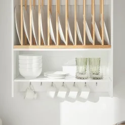 SoBuy Stojak na talerze z 7 półkami Biały 64x24x71cm Funkcjonalny KCR09-W