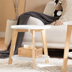 SoBuy Stolik kawowy 2 sztuki Biały 50x50x45cm Nowoczesny FBT75-W
