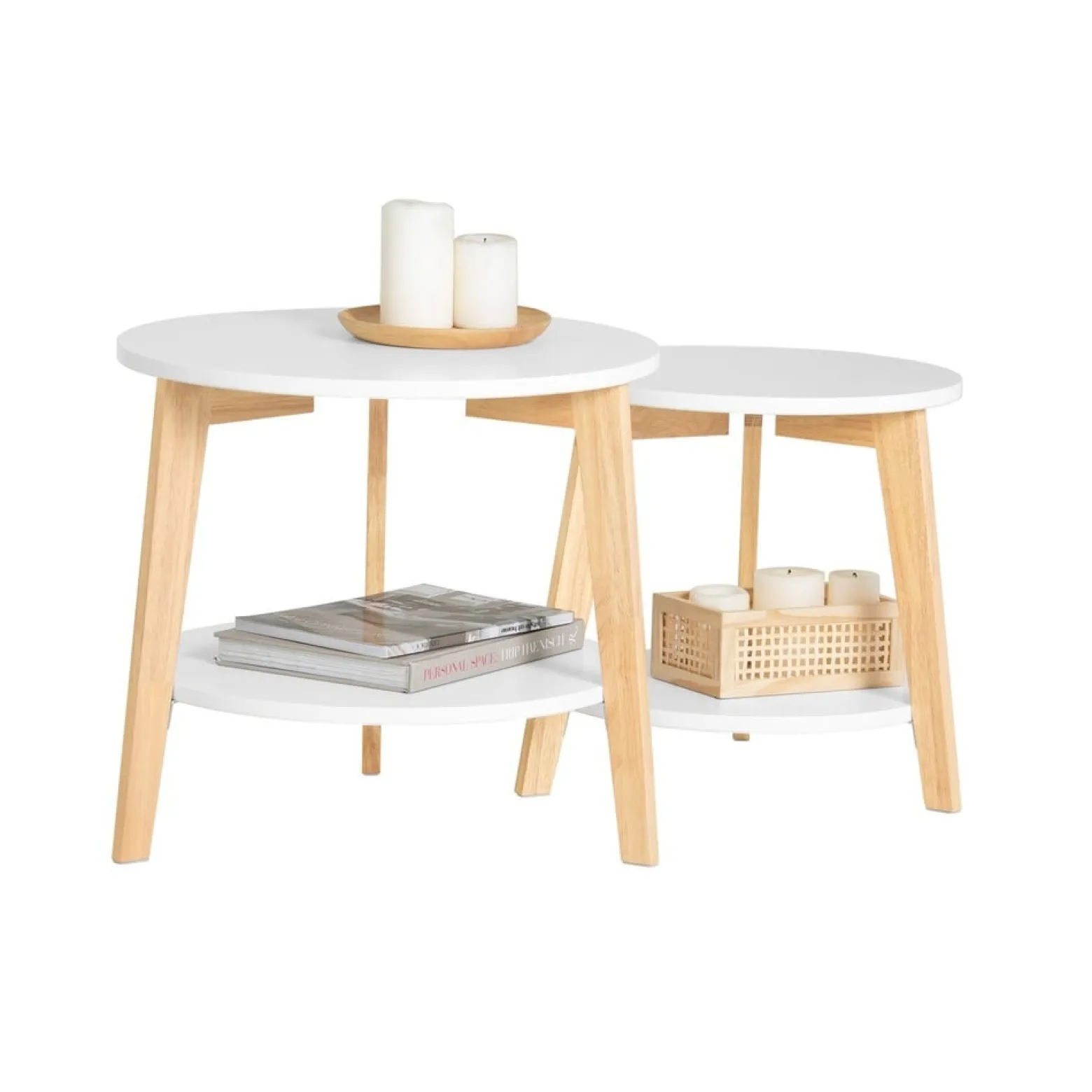 SoBuy Stolik kawowy 2 sztuki Biały 50x50x45cm Nowoczesny FBT75-W