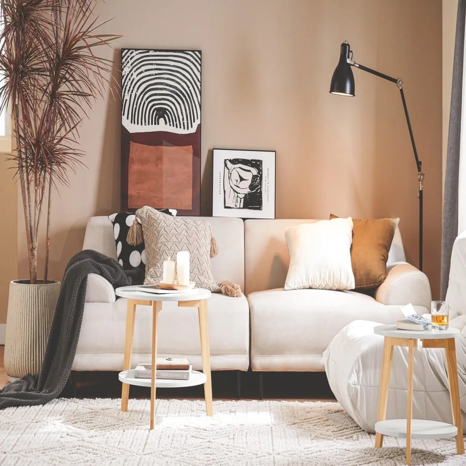 SoBuy Stolik kawowy 2 sztuki Biały 50x50x45cm Nowoczesny FBT75-W