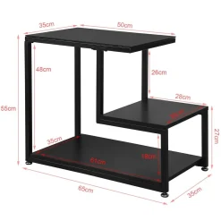 SoBuy Stolik kawowy z dwiema półkami Czarny 65x35x55cm FBT65-SCH