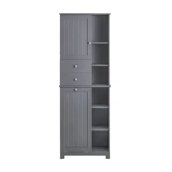 SoBuy Słupek łazienkowy z jedną szufladą Ciemnoszary 60x38x170cm BZR104-DG