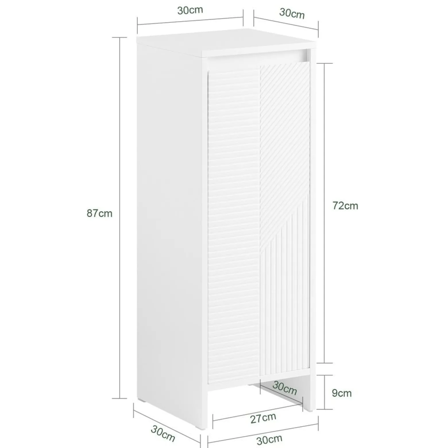SoBuy Szafka łazienkowa z koszem na pranie Biały 30x30x87cm BZR154-W