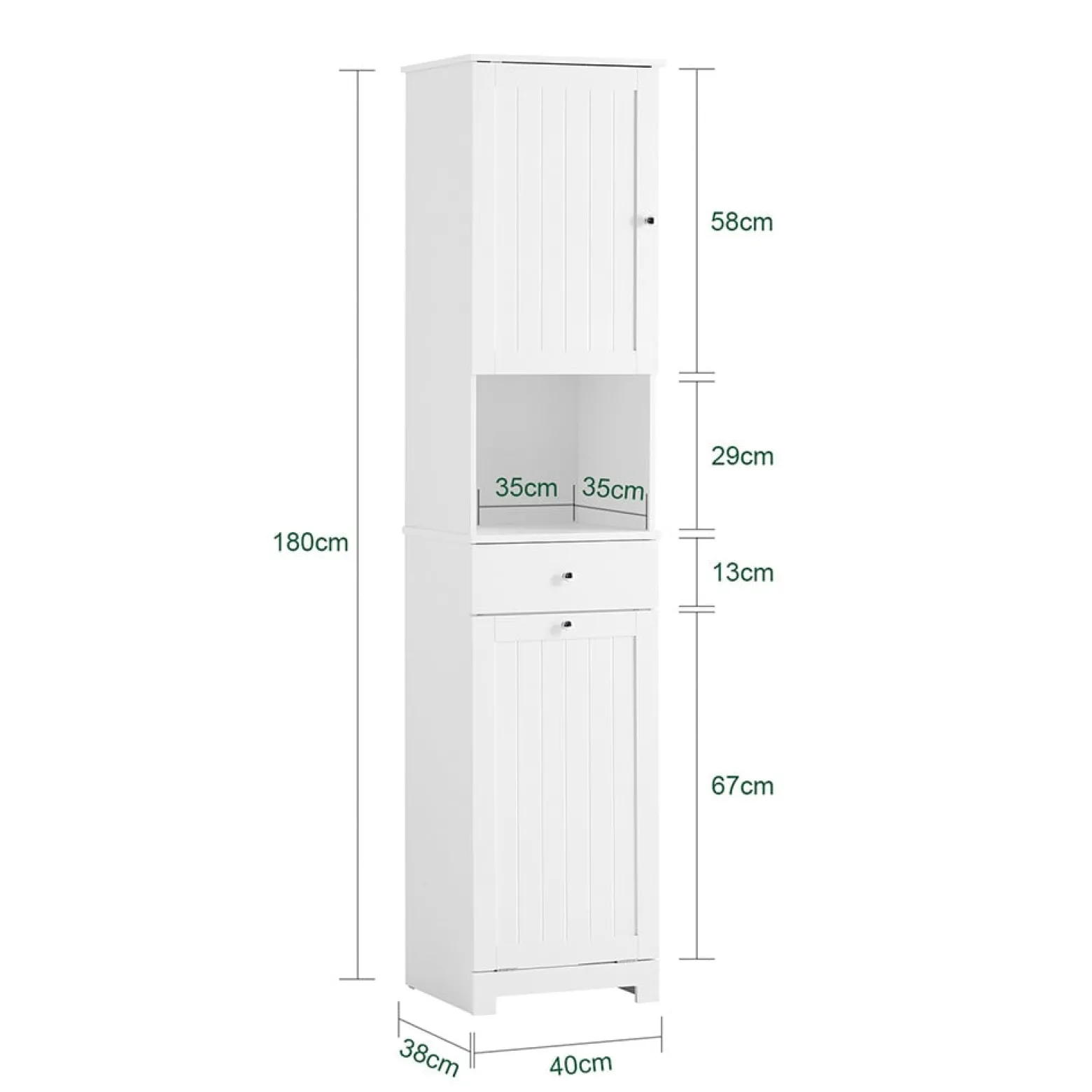 SoBuy Szafka łazienkowa z szufladą Biały 40x38x180cm BZR216-W