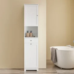 SoBuy Szafka łazienkowa z szufladą Biały 40x38x180cm BZR216-W