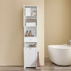 SoBuy Szafka łazienkowa z szufladą Biały 40x38x180cm BZR216-W