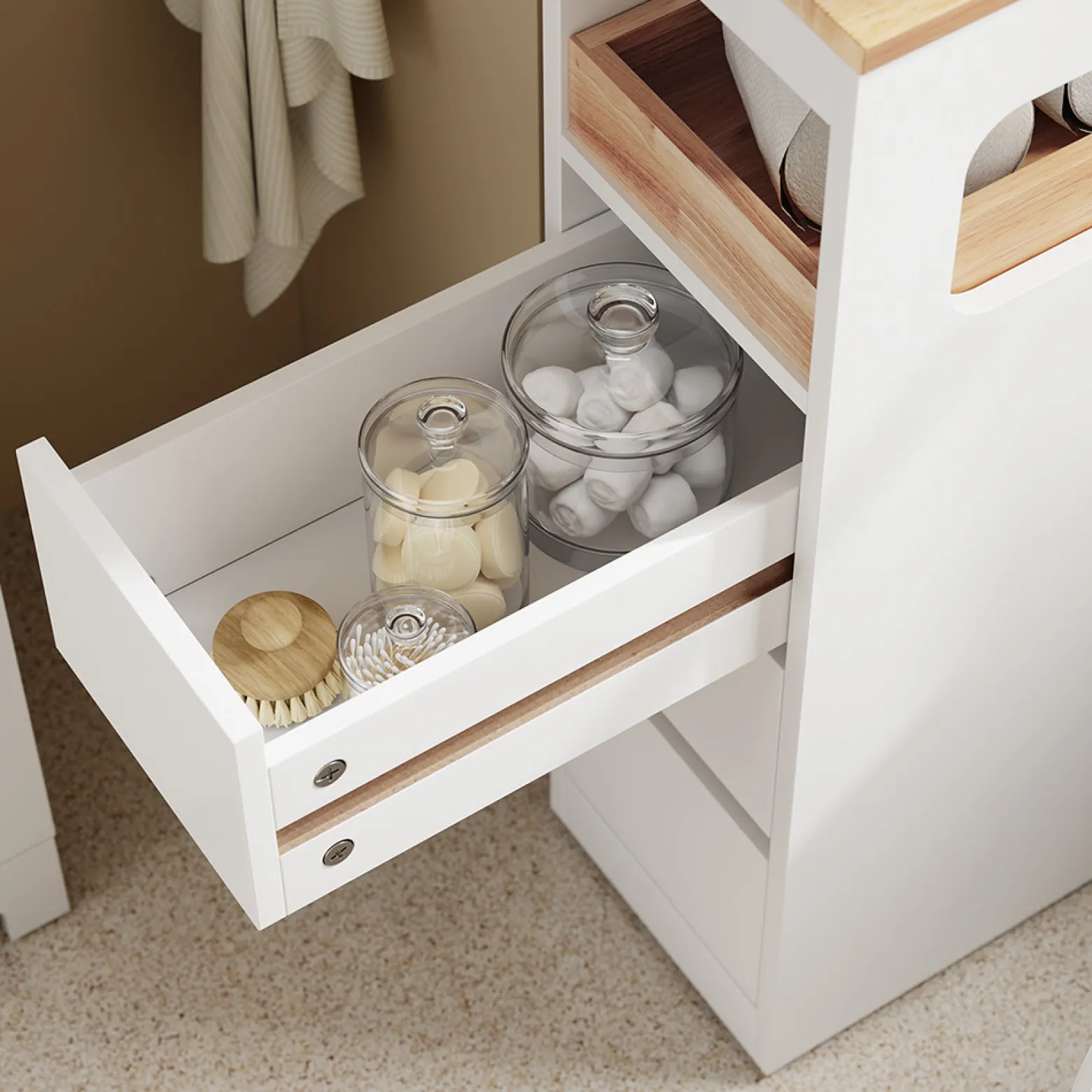 SoBuy Szafka łazienkowa z 3 szufladami Biały 23x65x82 cm BZR54-II-W