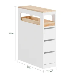 SoBuy Szafka łazienkowa z 3 szufladami Biały 23x65x82 cm BZR54-II-W