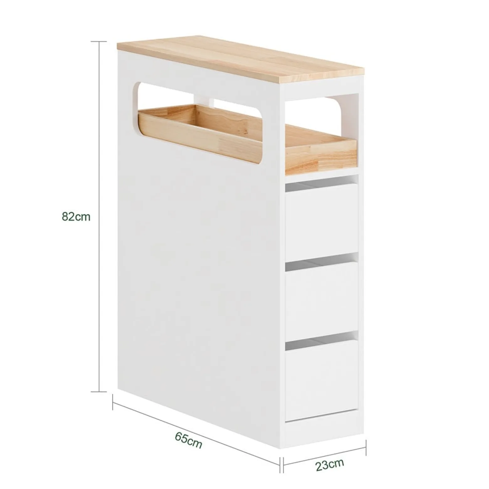 SoBuy Szafka łazienkowa z 3 szufladami Biały 23x65x82 cm BZR54-II-W
